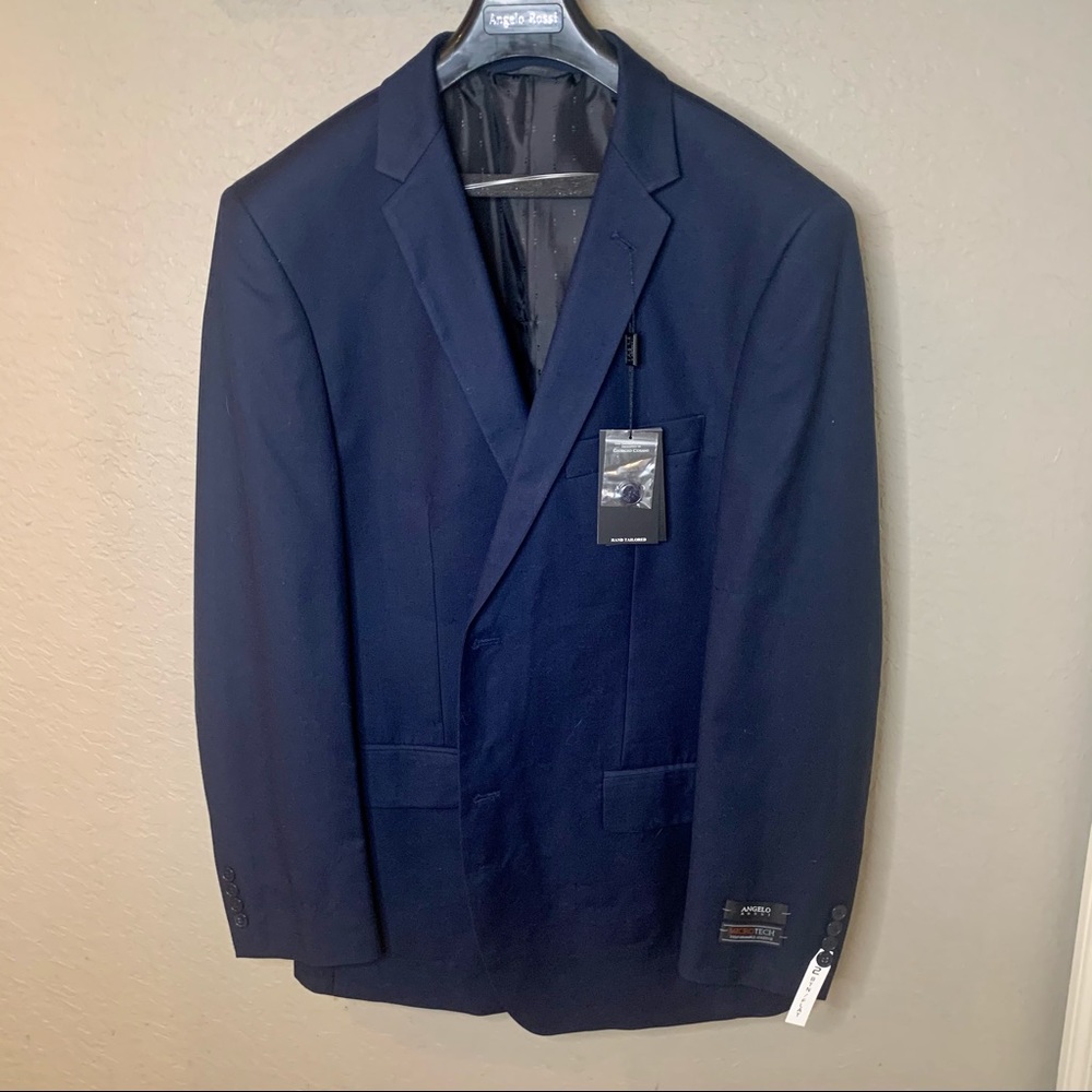 Men’s blazer navy shoulder pads single breasted